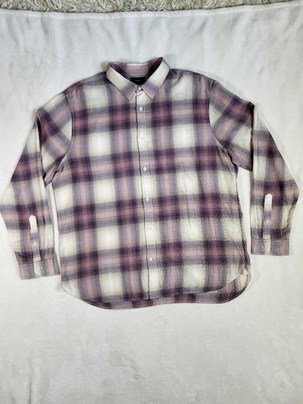 Vince Mirage Classic Fit Plaid Long-Sleeve Button Up Shirt Men's XXL
